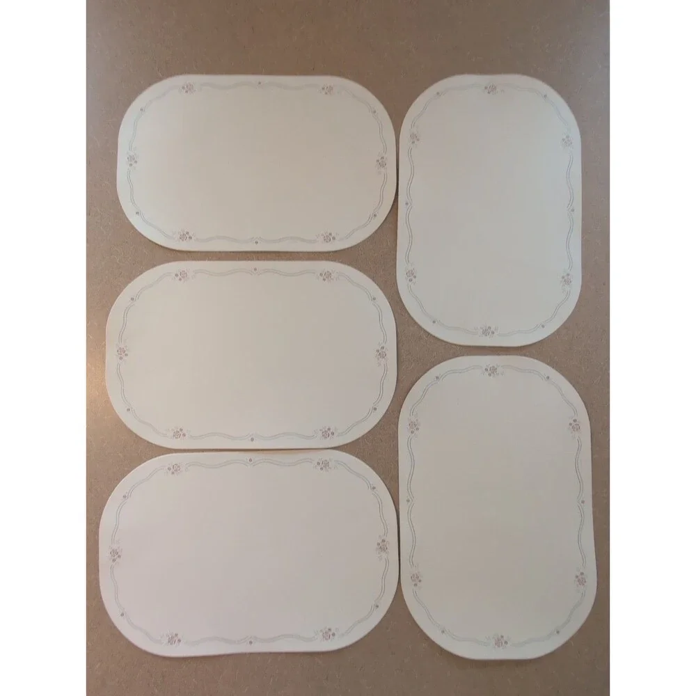 Vtg 5 Corelle Corning English Breakfast Placemats Vinyl/Foam Reversible RARE!